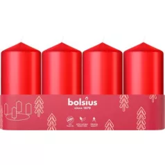   Gyertyák Bolsius Pillar Advent, Karácsony, piros, 48/100 mm, csomag 4 db