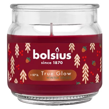 Gyertya Bolsius Large Jar, Winter Spices, illatos, Karácsony, piros, 100x98 mm, üvegben