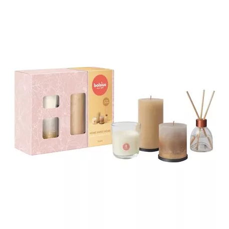 Szett Bolsius, Home sweet home, Karácsony, ajándék, 3 gyertya + diffúzor, illatos, vanília