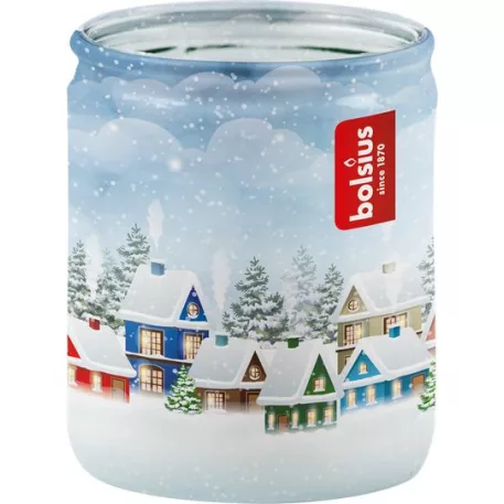 Gyertya Bolsius Glass Candle, Karácsony, fehér, Amarena cseresznye, 82/68 mm