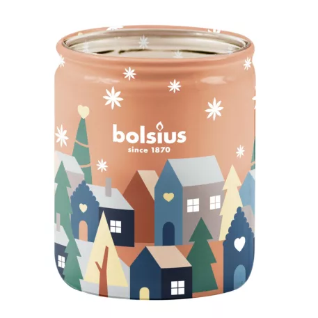 Bolsius True Glow gyertya, 82x68 mm, mogyoró/vanília, üvegben