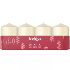   Bolsius oszlop alakú adventi gyertyák, krémszínű, 60x40 mm, 4 db-os csomag