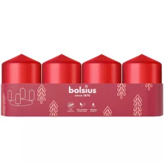   Bolsius oszlop alakú adventi gyertyák, piros, 60x40 mm, 4 db-os csomag