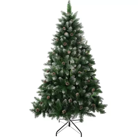 MagicHome karácsonyfa Albero, havas véggel, tobozokkal, 150 cm