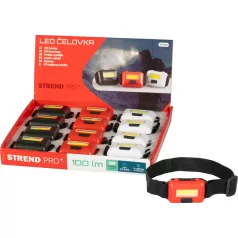   Fejlámpa Strend Pro COB LED, 3xAAA, 6x4x1,8 cm, mix színek (fekete, fehér, piros), Sellbo