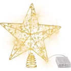 MagicHome karácsonyi csillag, műanyag, időzítő, 10xLED meleg fehér, 25 cm, 2xAA