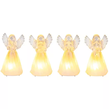 Angyal MagicHome Karácsonyi, műanyag, vegyes minták, 1xLED meleg fehér, 4 db