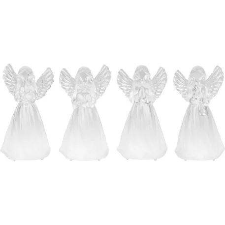 Angyal MagicHome Karácsonyi, műanyag, vegyes minták, 1xLED meleg fehér, 4 db