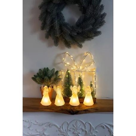 Angyal MagicHome Karácsonyi, műanyag, vegyes minták, 1xLED meleg fehér, 4 db