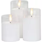 MagicHome karácsonyi gyertya, viasz, 1xLED meleg fehér, mozgó láng, 7,5x10/12,5/15 cm, 3xAAA