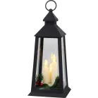 MagicHome karácsonyi lámpás, műanyag, fekete, 3xLED sárga, 14x14x35 cm, 3xAAA