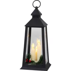   MagicHome karácsonyi lámpás, műanyag, fekete, 3xLED sárga, 14x14x35 cm, 3xAAA