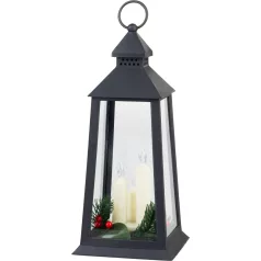   MagicHome karácsonyi lámpás, műanyag, fekete, 3xLED sárga, 14x14x35 cm, 3xAAA