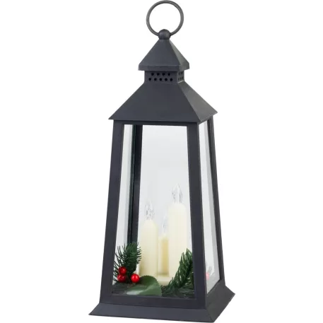 MagicHome karácsonyi lámpás, műanyag, fekete, 3xLED sárga, 14x14x35 cm, 3xAAA