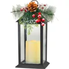 MagicHome karácsonyi lámpás, műanyag, fekete, 1xLED sárga, 14x14x32,2 cm, 3xAAA