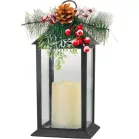 MagicHome karácsonyi lámpás, műanyag, fekete, 1xLED sárga, 14x14x32,2 cm, 3xAAA