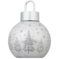   MagicHome karácsonyi gömb, üveg, ezüst, 10xLED meleg fehér, 12x12x18 cm, 2xAA