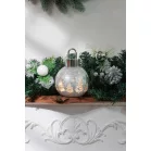 MagicHome karácsonyi gömb, üveg, ezüst, 10xLED meleg fehér, 12x12x18 cm, 2xAA