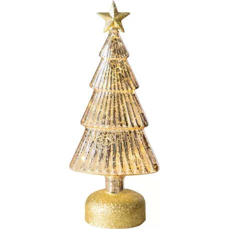 Karácsonyfa MagicHome Karácsonyi, üveg, 10x meleg fehér LED, 12x8x29 cm, 3xAAA