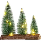 MagicHome Karácsonyi Dekoráció, Fenyőfák, műanyag, 12xLED meleg fehér, 20 x 5 x 20 cm, elemes