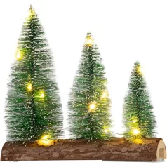   MagicHome Karácsonyi Dekoráció, Fenyőfák, műanyag, 12xLED meleg fehér, 20 x 5 x 20 cm, elemes