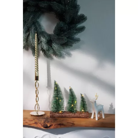 MagicHome Karácsonyi Dekoráció, Fenyőfák, műanyag, 12xLED meleg fehér, 20 x 5 x 20 cm, elemes