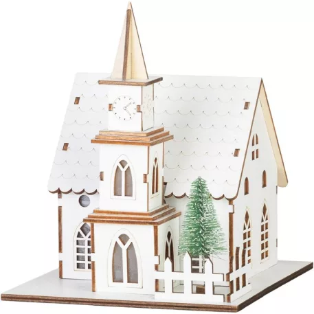 Dekoráció MagicHome Karácsony, fa, 6xLED meleg fehér, 15 x 17 x 18.5 cm, elemes