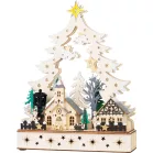 MagicHome Karácsonyi Dekoráció, falu, fa, 12xLED meleg fehér, 25x7.5x32 cm, 2xAA