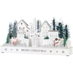   Dekoráció MagicHome Karácsonyi falu 15xLED meleg fehér, 45 x 15 x 22.7 cm, elemes