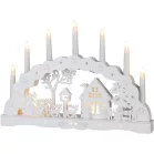 MagicHome Karácsonyi Dekoráció, házikó, fa, 10xLED meleg fehér, 45x5.2x31 cm, 2xAA