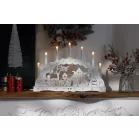 MagicHome Karácsonyi Dekoráció, házikó, fa, 10xLED meleg fehér, 45x5.2x31 cm, 2xAA