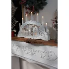 MagicHome Karácsonyi Dekoráció, házikó, fa, 10xLED meleg fehér, 45x5.2x31 cm, 2xAA