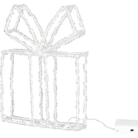 MagicHome karácsonyfadekoráció, ajándék, akril, 80xLED meleg fehér, 21x5x28 cm, 2xAA