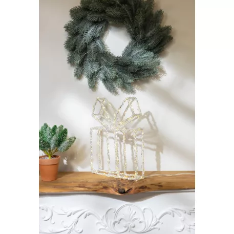 MagicHome karácsonyfadekoráció, ajándék, akril, 80xLED meleg fehér, 21x5x28 cm, 2xAA