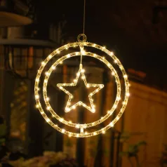   MagicHome Karácsonyi Dekoráció, Csillag 80xLED meleg fehér, 32 x 36 cm, elemes