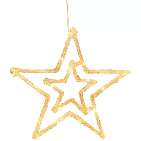 MagicHome karácsonyfadekoráció, csillag, ABS, 20xLED meleg fehér, 27,5 cm, 2xAA