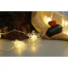 MagicHome karácsonyi lánc, hópelyhek, PVC, 15xLED meleg fehér, 1,4 m + 0,3 m, 2xAA