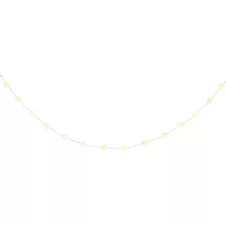 MagicHome karácsonyi fényfüzér, csillagok, PVC, 15xLED meleg fehér, 1,4 m + 0,3 m, 2xAA