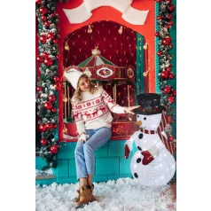   MagicHome karácsonyi dekoráció, hóember, fém/textil, 90xLED meleg fehér, időzítő, 50.8x40.6x91 cm