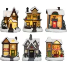 MagicHome Karácsonyi Dekoráció, házikó, 1xLED meleg fehér, 6x6x8 cm, 2xLR44