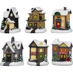   MagicHome Karácsonyi Dekoráció, házikó, 1xLED meleg fehér, 6x6x8 cm, 2xLR44