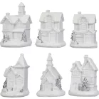 MagicHome karácsonyfadísz, házikó, műanyag, 1xLED meleg fehér, 6x6x8 cm, 2xLR44