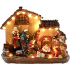 MagicHome Karácsonyi Dekoráció,  betlehemes házikó, 16xLED meleg fehér, 29 x 14 x 24 cm, elemes