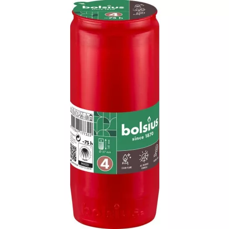 Töltet Bolsius, 75 óra, 238 g, 57x141 mm, mécseshez, piros, olaj