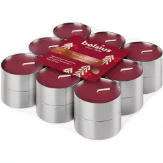   Gyertya Bolsius Starlight Téli fűszerek, Karácsony, borvörös, teamécses, 4 óra, csomag 18 db