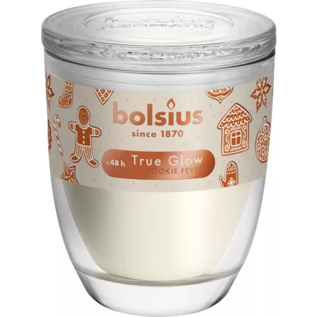 Gyertya Bolsius Starlight Nugát, Karácsony, krémes, üvegben, 48 óra, 100x120 mm