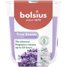 Bolsius True Scents gyertya, levendula, 80x73 mm, üvegben