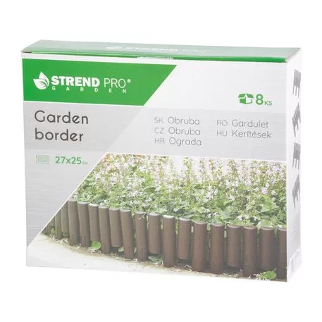 Ágyásszegély Ívelt Ge037, 27x24 cm, Pp, Barna, Labda. 8 db