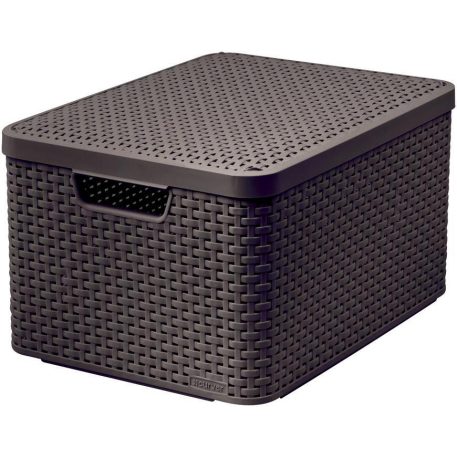 Kosár Curver Style2 Lid L, Sötétbarna, 45x25x33 cm, Fedéllel