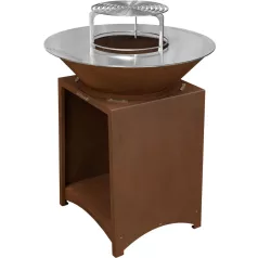   Grill Strend Pro Fiesta, rozsda kivitel, acél, 75 cm átmérő, tűzrakóval